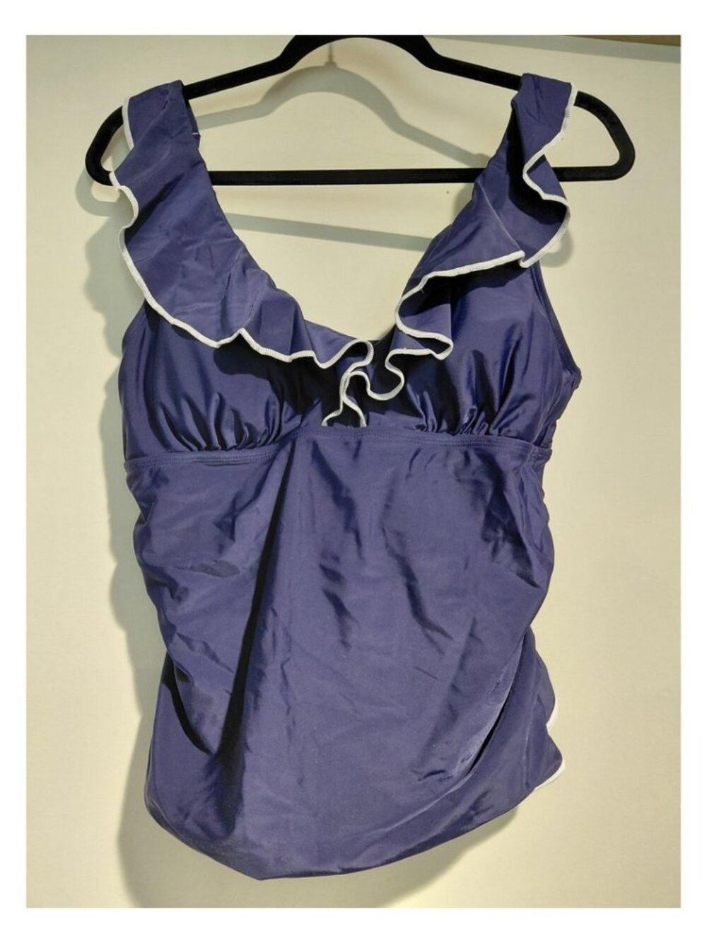 CUPSHE Women XL Navy Tankini Swimsuit 2 Piece Ruffle Ruched NWT